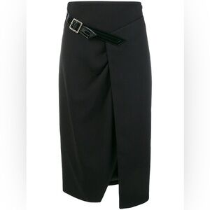 Givenchy Black Wrap-Front Pencil Skirt with Belt Detail